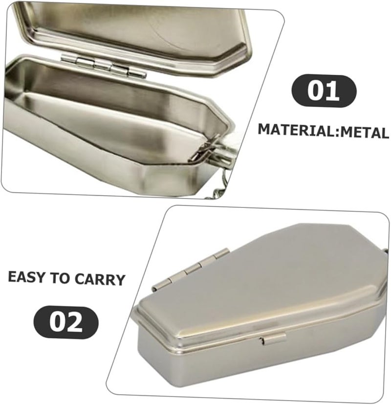 Metal Coffin Shaped Portable Ashtray Keychain for Outdoor Travel Camping Home Decorative Keyring - Image 5
